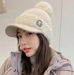 엠크루엘 겨울 골프모자 여성 방한 캡, 블랙