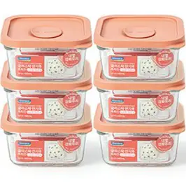 글라스락 렌지쿡 촉촉한 햇밥용기 원형 코코넛 밀크 350ml, 6개, 용기