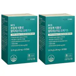 뉴트리코어 NCS 초임계 식물성 알티지(rTG) 오메가3, 30정, 2개