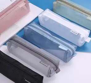 오마이남친 심플 메쉬 파우치형 필통, 블랙, 1개