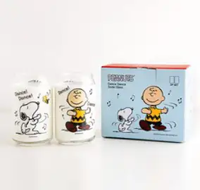 피너츠 댄스댄스 유리잔 330ml x 2종세트, 혼합색상, 1세트