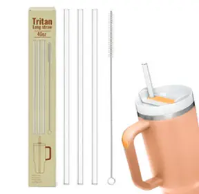 쿠마켓 트라이탄 롱 스트로우 30cm(1.18L) 3p + 세척솔 1p, 1세트, 1세트