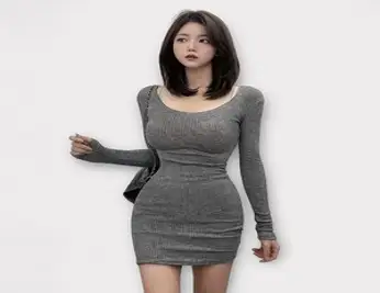 VANANA2 국내 고퀄 [ mini dress 섹시한 글램핏 ] 남심저격룩 긴소매 넓은 와이드 U넥 베이글 골지 미디 미니원피스